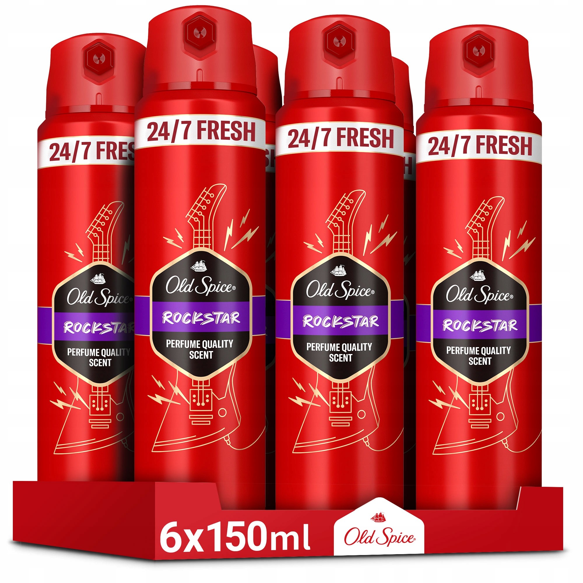 Old Spice Rockstar dezodorant v spreji pre mužov 6x150ml, sviežosť 24/7